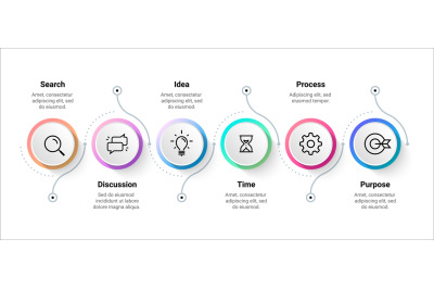 Flow infographic. Step timeline diagram, workflow process scheme. Flow