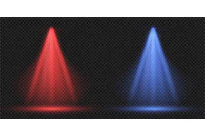 Falling light. Red and blue laser effect on transparent background. Fi