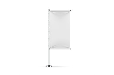 Textile blank banner. Empty white realistic outdoor white fabric flag