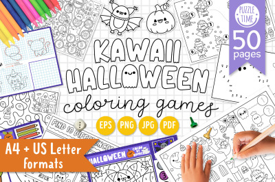 Kawaii Halloween coloring games for kids