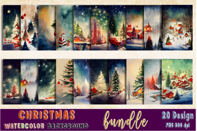 Christmas Watercolor Background Bundle