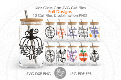 Fall can glass wrap SVG bundle, 16oz glass wrap, pumpkin spice quote