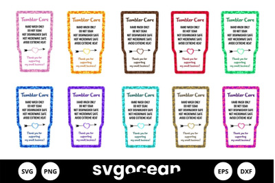 Tumbler Care Cards SVG Bundle