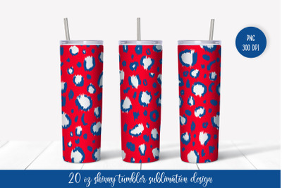 Patriotic Tumbler Wrap Sublimation American  Leopard Tumbler