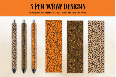 Fall Leaves Pen Wrap Sublimation. Leopard Print Pen PNG