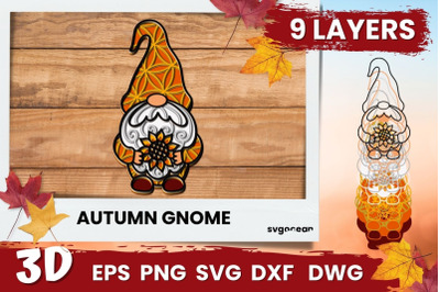 3D Autumn Gnome Svg