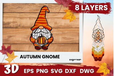 3D Fall Gnome Svg