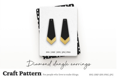 Diamond Dangle Earrings SVG, Earring SVG, Earring Template, Laser Cut