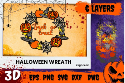 3D Trick Or Treat Wreath Svg