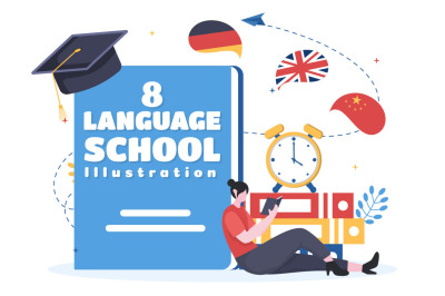 8 Language Learning School Illustration