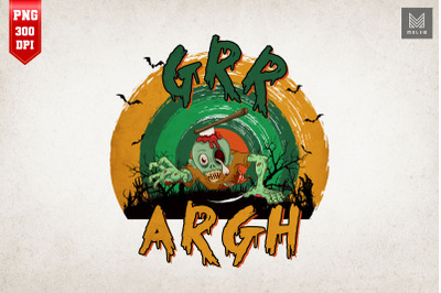 Zombie Grr Argh Halloween Retro