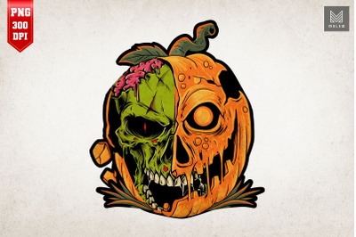 Pumpkin Skull Zombie Halloween