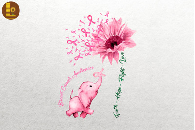 Breast Cancer Sunflower Elephant