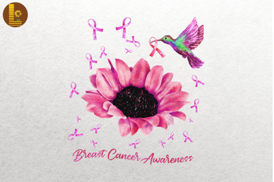 Breast Cancer Sunflower Hummingbird