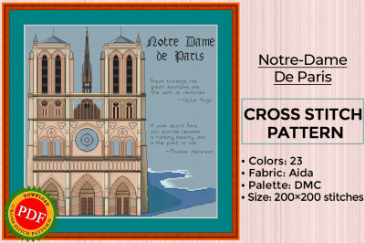 Notre-Dame Cross Stitch Pattern | Notre-Dame de Paris