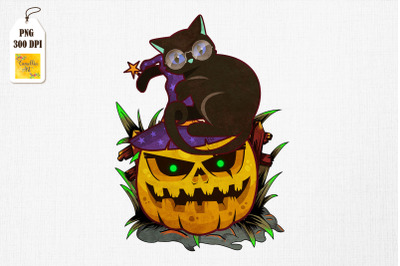 Black Cute Cat Pumpkin Jack O Lantern