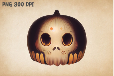 Cute Kawaii Skull Pumpkin