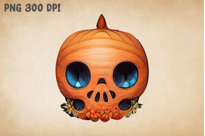 Cute Kawaii Skull Pumpkin 2