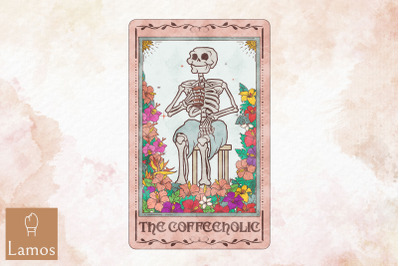 The Coffeeholic Skeleton Tarot Card