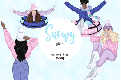 Snowy Girls Clipart