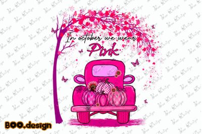 In October We Wear Pink Pumpkin Truck Graphics