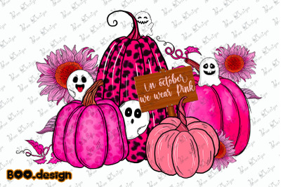 Spooky Pumpkin Leopard Breast Cancer Graphics
