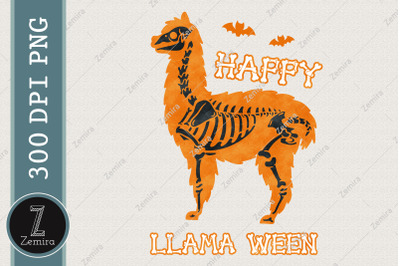 Halloween Llama Happy Llamaween Skeleton