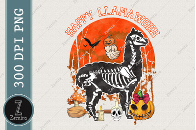 Happy Llamaween Llama Halloween Skeleton