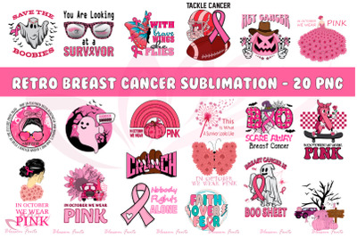 Retro Breast Cancer Sublimation Bundle