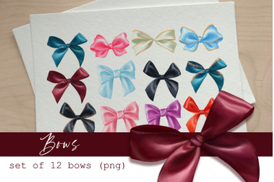 Bows clipart. Set of 12