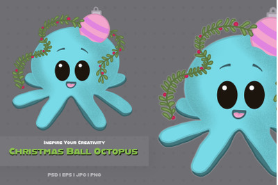 christmas ball octopus cartoon character