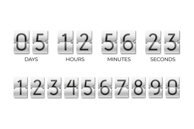 Scoreboard of day&2C; hour&2C; minutes and seconds. Flipboard for time remai