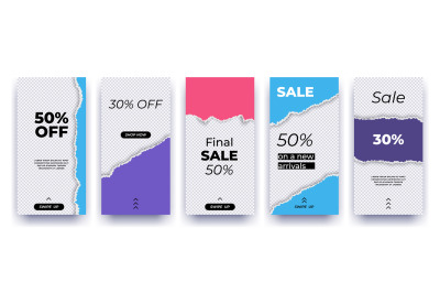 Social editable media banners. Story sale swipe up template. Promotion