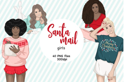 Santa Mail Girls Cliparts