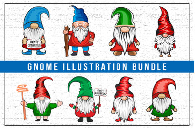 Christmas gnome vector Illustration set