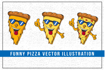 Funny slice pizza illustration