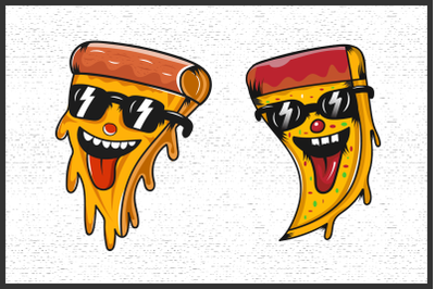 Slice pizza carton illustration