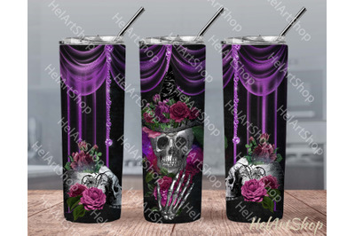 Halloween Tumbler | Floral Skull PNG Sublimation