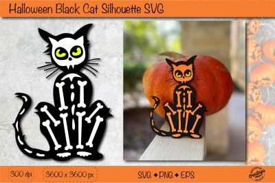 Black cat silhouette SVG| Black cat Halloween SVG