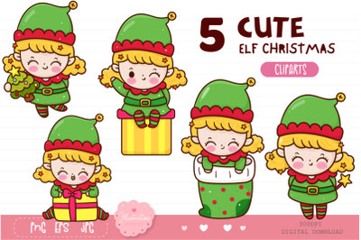 Cute christmas elf clipart santa baby. Elf kawaii clipart