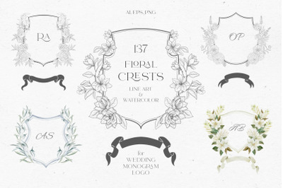 Floral Crests for Wedding &amp; Monogram