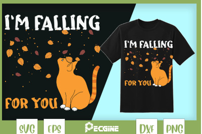 I&amp;&23;039;m Falling For You Cat Autumn Leaves