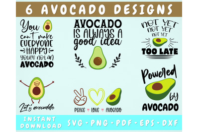 Avocado Quotes SVG Bundle, 6 Designs, Avocado Shirt SVG, Avocado Sayin