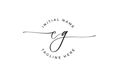Handwritten Logo, Premade Logo, cg Initial Letters, Monogram