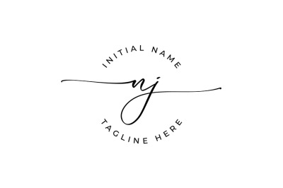 Handwritten Logo, Premade Logo, nj Initial Letters, Monogram