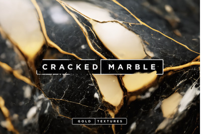 Black &amp; Gold Cracked Marble Textures