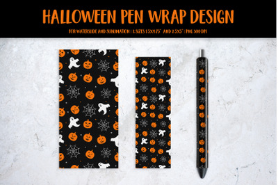 Halloween Pumpkins and Ghosts Pen Wrap Sublimation Design