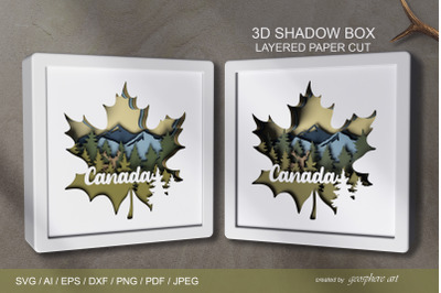 Canada SVG, 3D maple leaf Layered papercut Shadow box