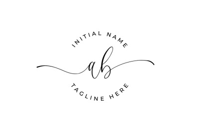 Handwritten Logo&2C; Premade Logo&2C; ab Initial Letters&2C; Monogram