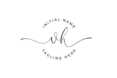 Handwritten Logo&2C; Premade Logo&2C; vh Initial Letters&2C; Monogram